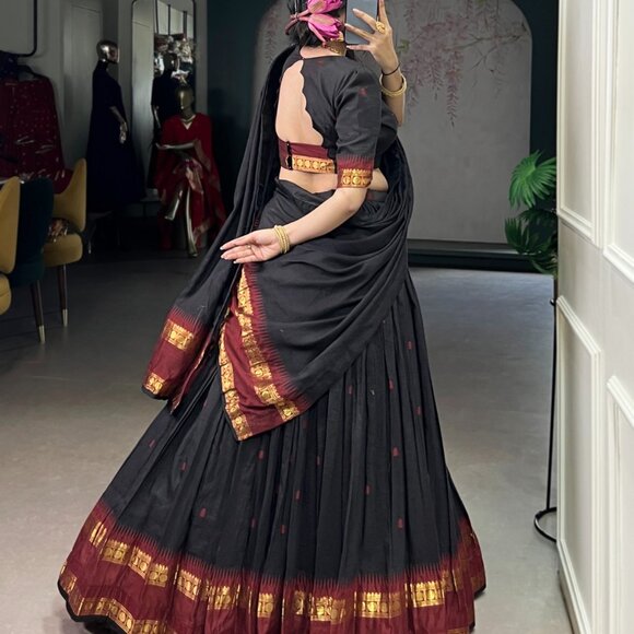 CHANDERI COTTON LEHENGA CHOLI - Picture 8 of 15